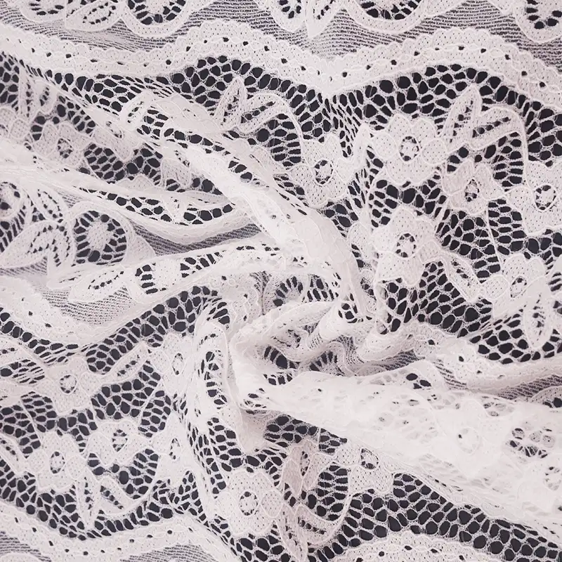 China Fabric for Skirt Lace Knit Fabric Nylon Spandex White color buy from China wholesaler bulk order at wholesale price free worldwide shipping Alibaba