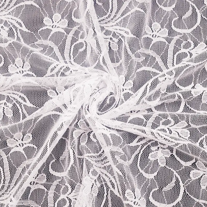 China Fabric for Skirt Lace Knit Fabric Nylon Spandex White color buy from China wholesaler bulk order at wholesale price free worldwide shipping Alibaba