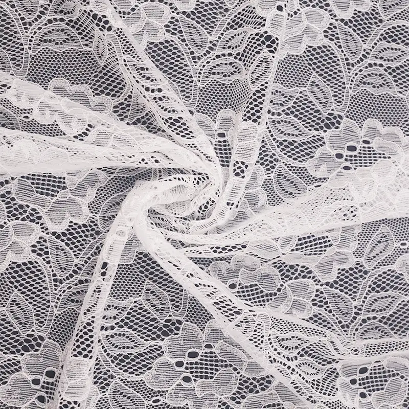 China Fabric for T-Shirt,Skirt Lace Knit Fabric Nylon Spandex White color buy from China wholesaler bulk order at wholesale price free worldwide shipping Alibaba