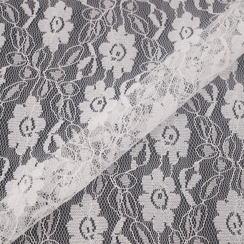 China Fabric for Skirt Lace Knit Fabric Nylon Spandex White color buy from China wholesaler bulk order at wholesale price free worldwide shipping Alibaba