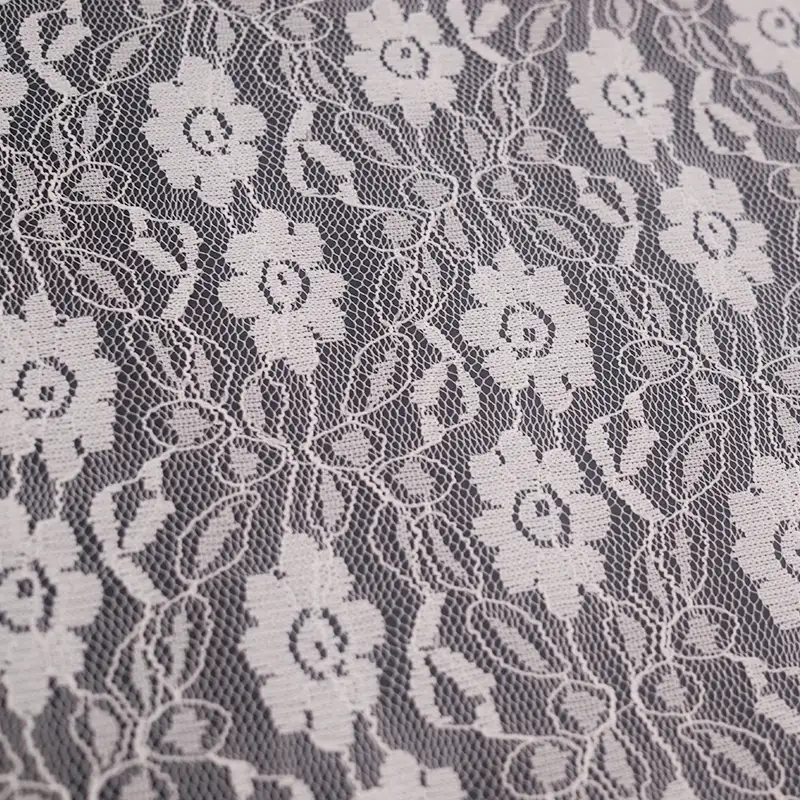 China Fabric for Skirt Lace Knit Fabric Nylon Spandex White color buy from China wholesaler bulk order at wholesale price free worldwide shipping Alibaba