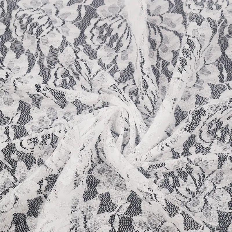 China Fabric for T-Shirt,Skirt Lace Knit Fabric Nylon Spandex White color buy from China wholesaler bulk order at wholesale price free worldwide shipping Alibaba