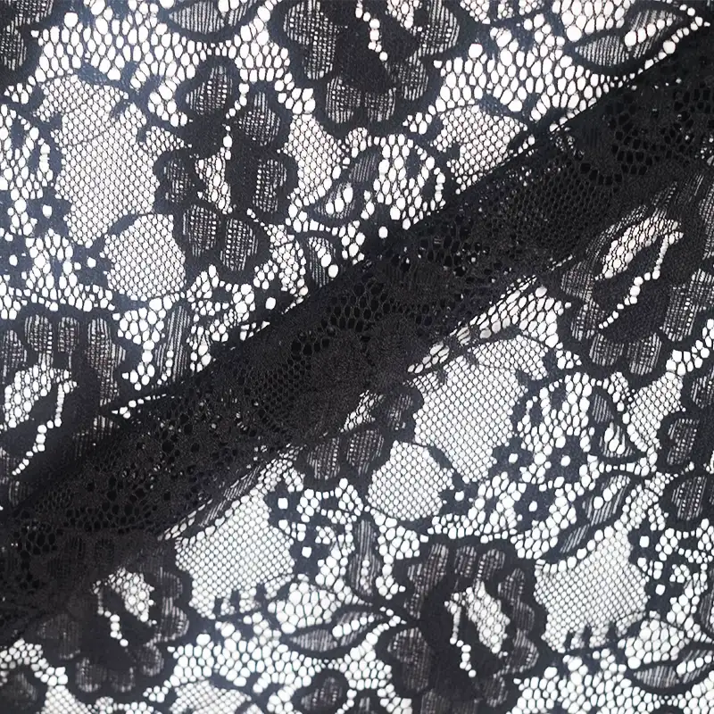 China Fabric for Skirt Lace Knit Fabric Nylon Spandex Black color buy from China wholesaler bulk order at wholesale price free worldwide shipping Alibaba