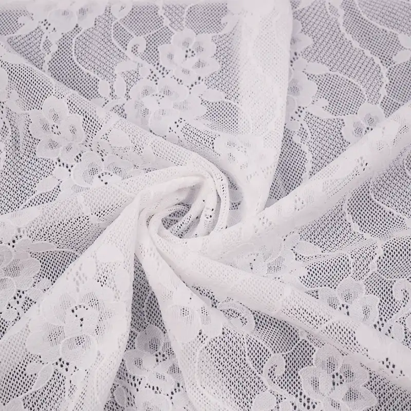 China Fabric for Lingerie,Skirt Lace Knit Fabric Nylon Spandex White color buy from China wholesaler bulk order at wholesale price free worldwide shipping Alibaba