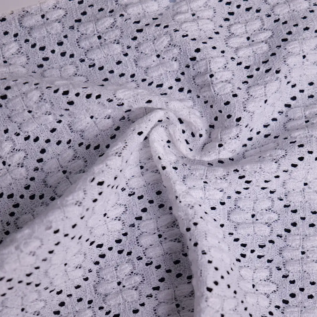 China Fabric for Polo Shirt,Skirt Lace Knit Fabric Spandex Polyester White color buy from China wholesaler bulk order at wholesale price free worldwide shipping Alibaba