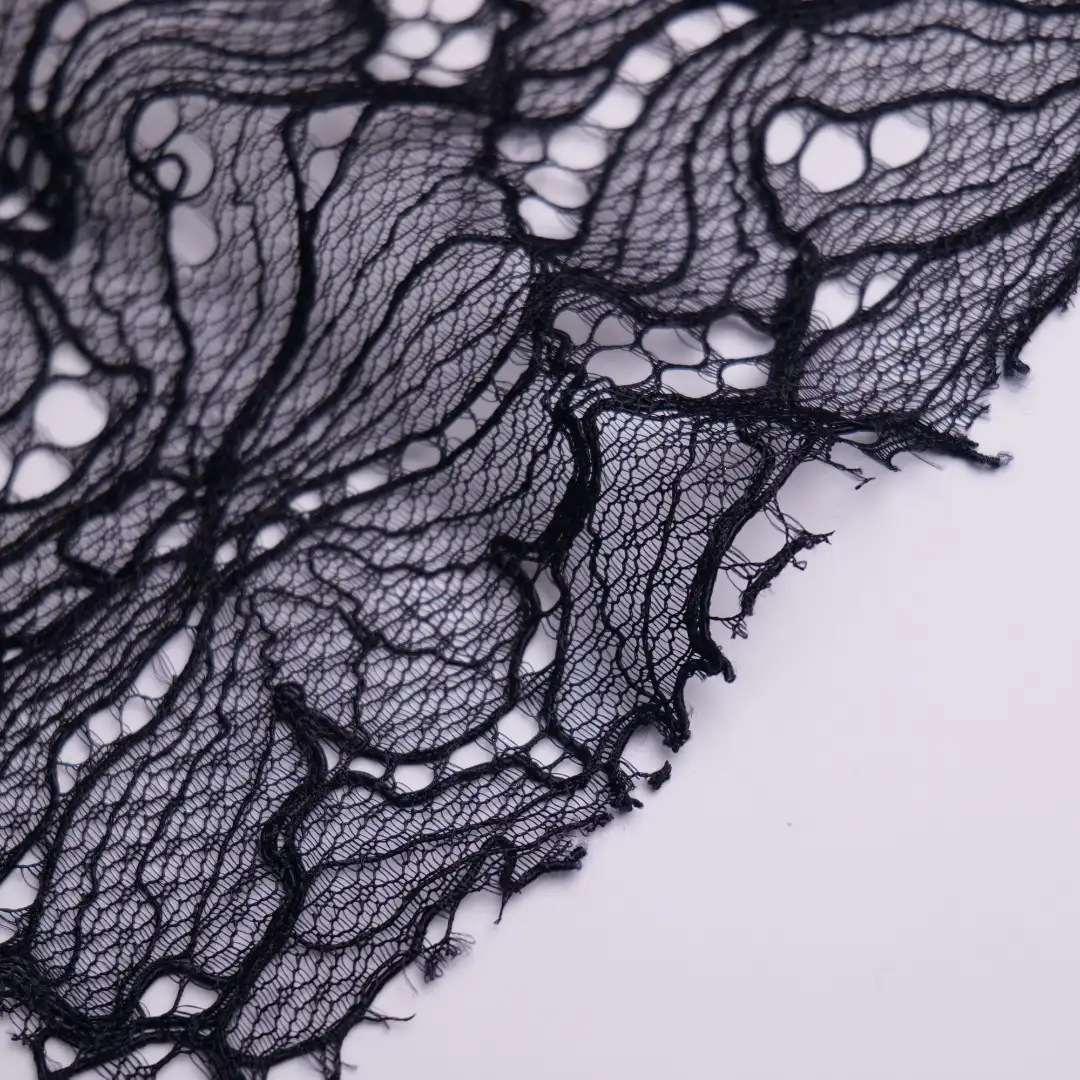 China Fabric for Skirt Lace Knit Fabric Nylon Spandex Black color buy from China wholesaler bulk order at wholesale price free worldwide shipping Alibaba