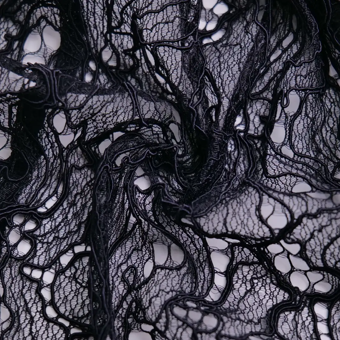 China Fabric for Skirt Lace Knit Fabric Nylon Spandex Black color buy from China wholesaler bulk order at wholesale price free worldwide shipping Alibaba