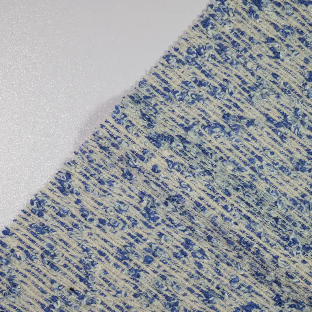 China Fabric for Pants,Jackets,Skirt,Uniform Chanel-Style Fabric Woolen Polyester Viscose Blue color buy from China wholesaler bulk order at wholesale price free worldwide shipping Alibaba