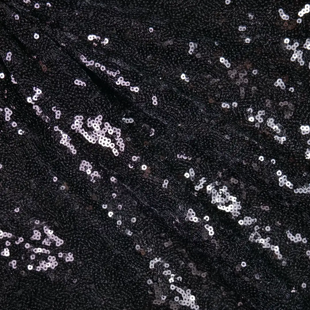 China Fabric for Tank Top,Skirt  Sequined Mesh Fabric Knit Fabric Polyester Spandex Black color buy from China wholesaler bulk order at wholesale price free worldwide shipping Alibaba