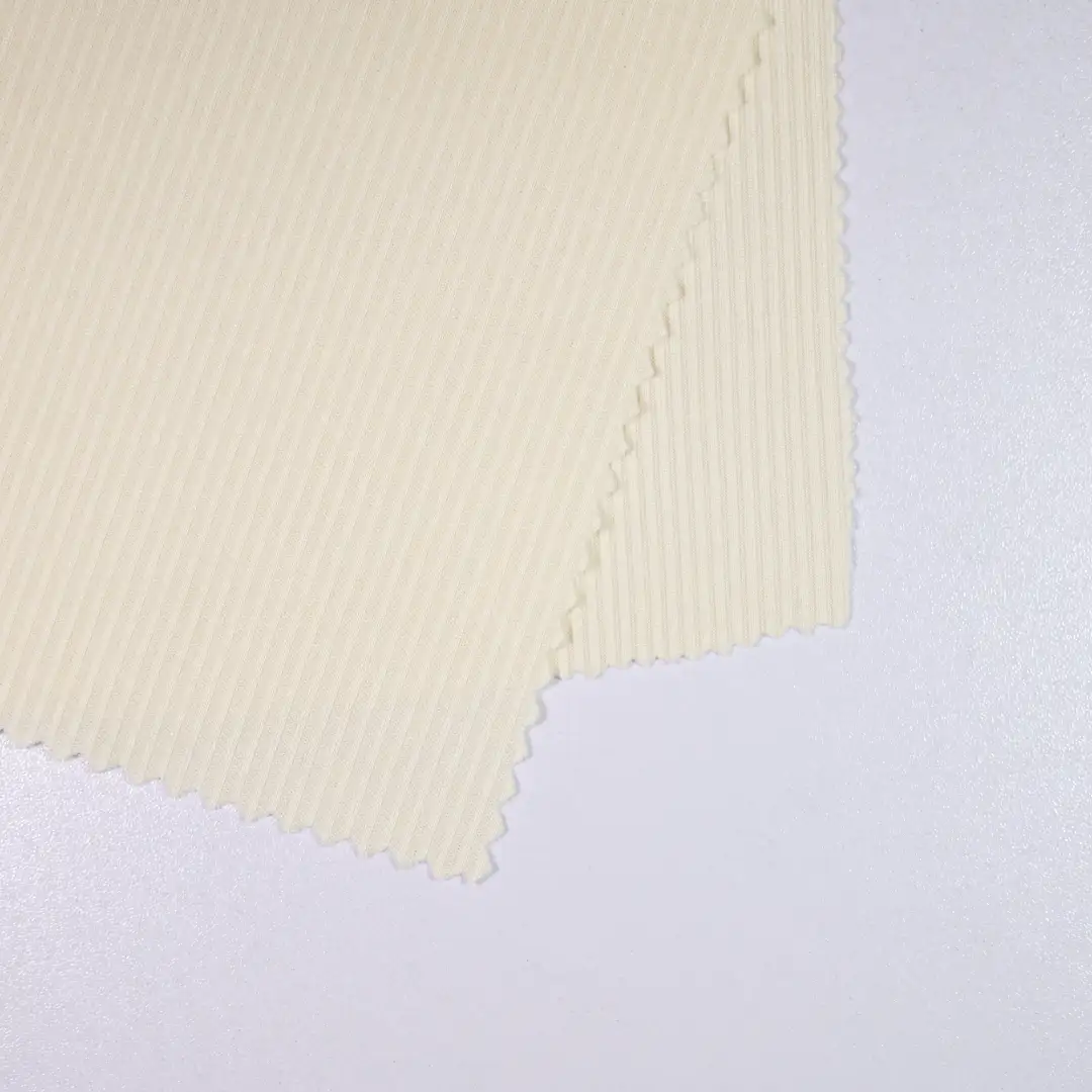 China Fabric for Tank Top,Hoodie Rib Knit Fabric Polyester Spandex Milky white color buy from China wholesaler bulk order at wholesale price free worldwide shipping Alibaba