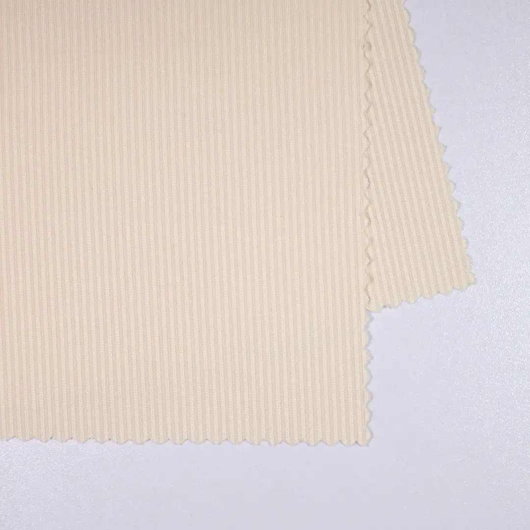 China Fabric for Tank Top,Hoodie Rib Knit Fabric Polyester Spandex Khaki color buy from China wholesaler bulk order at wholesale price free worldwide shipping Alibaba