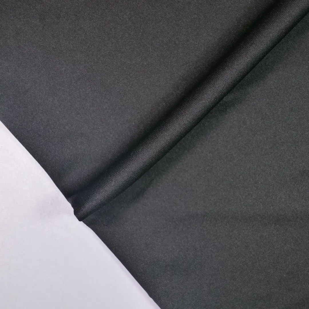 China Fabric for T-Shirt,Shorts,Ruffle Shirt Dress Interlock Knit Fabric Polyester black color buy from China wholesaler bulk order at wholesale price free worldwide shipping Alibaba