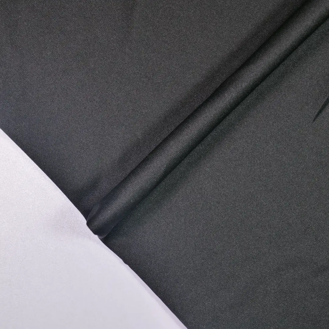 China Fabric for T-Shirt,Shorts,Ruffle Shirt Dress Interlock Knit Fabric Polyester black color buy from China wholesaler bulk order at wholesale price free worldwide shipping Alibaba