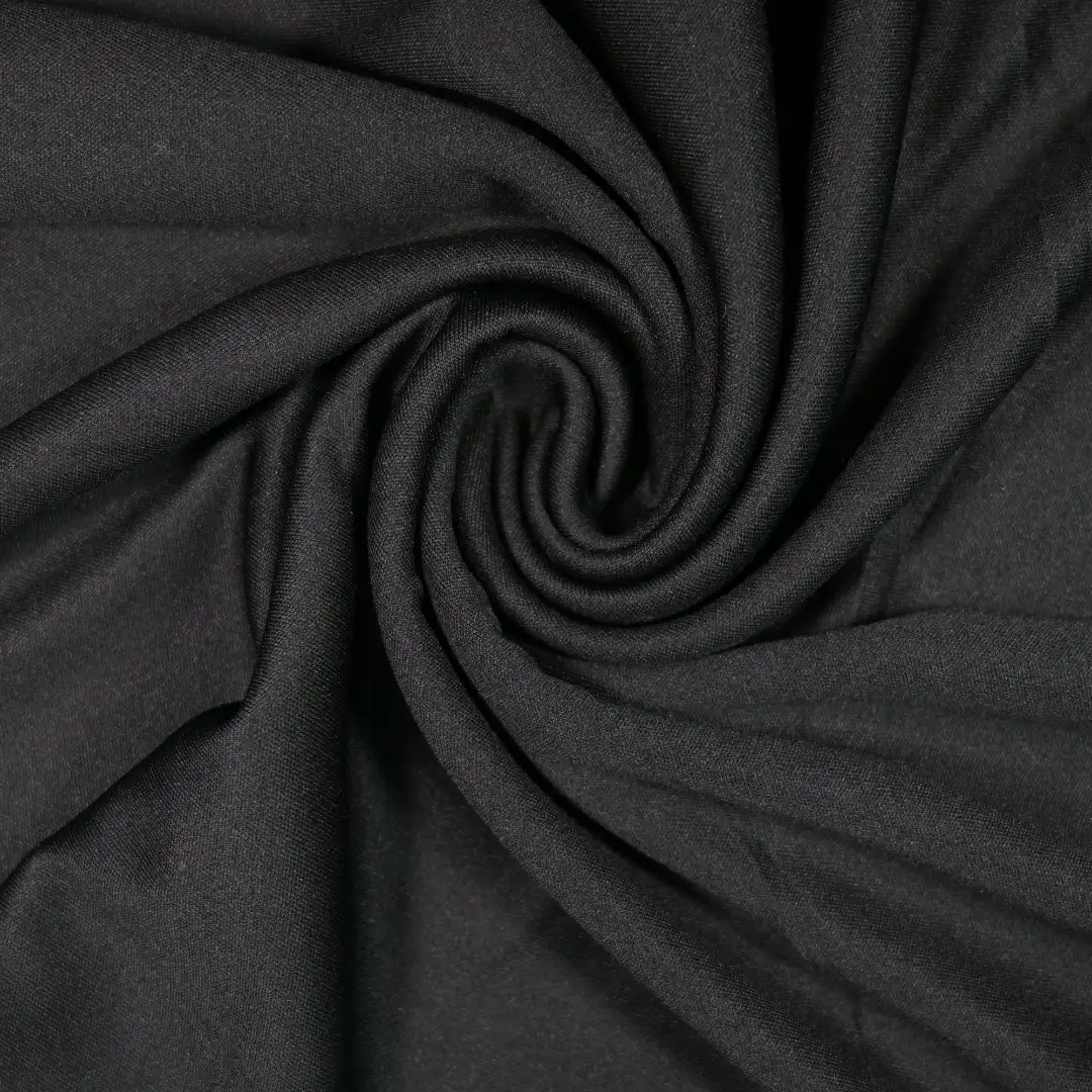 China Fabric for T-Shirt,Shorts,Ruffle Shirt Dress Interlock Knit Fabric Polyester black color buy from China wholesaler bulk order at wholesale price free worldwide shipping Alibaba