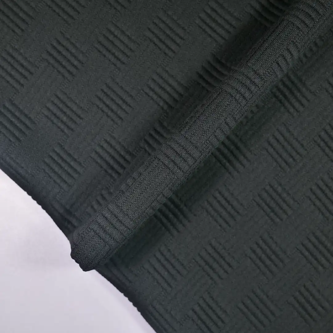 China Fabric for Jackets,Shorts,Hoodie Jacquard Knit Fabric Polyester Spandex black color buy from China wholesaler bulk order at wholesale price free worldwide shipping Alibaba
