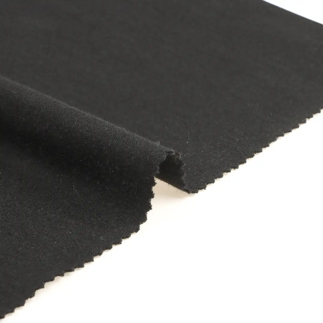 China Fabric for Hoodie,Loungewear,Sweatshirt Interlock Knit Fabric Wool Polyester BLACK color buy from China wholesaler bulk order at wholesale price free worldwide shipping Alibaba
