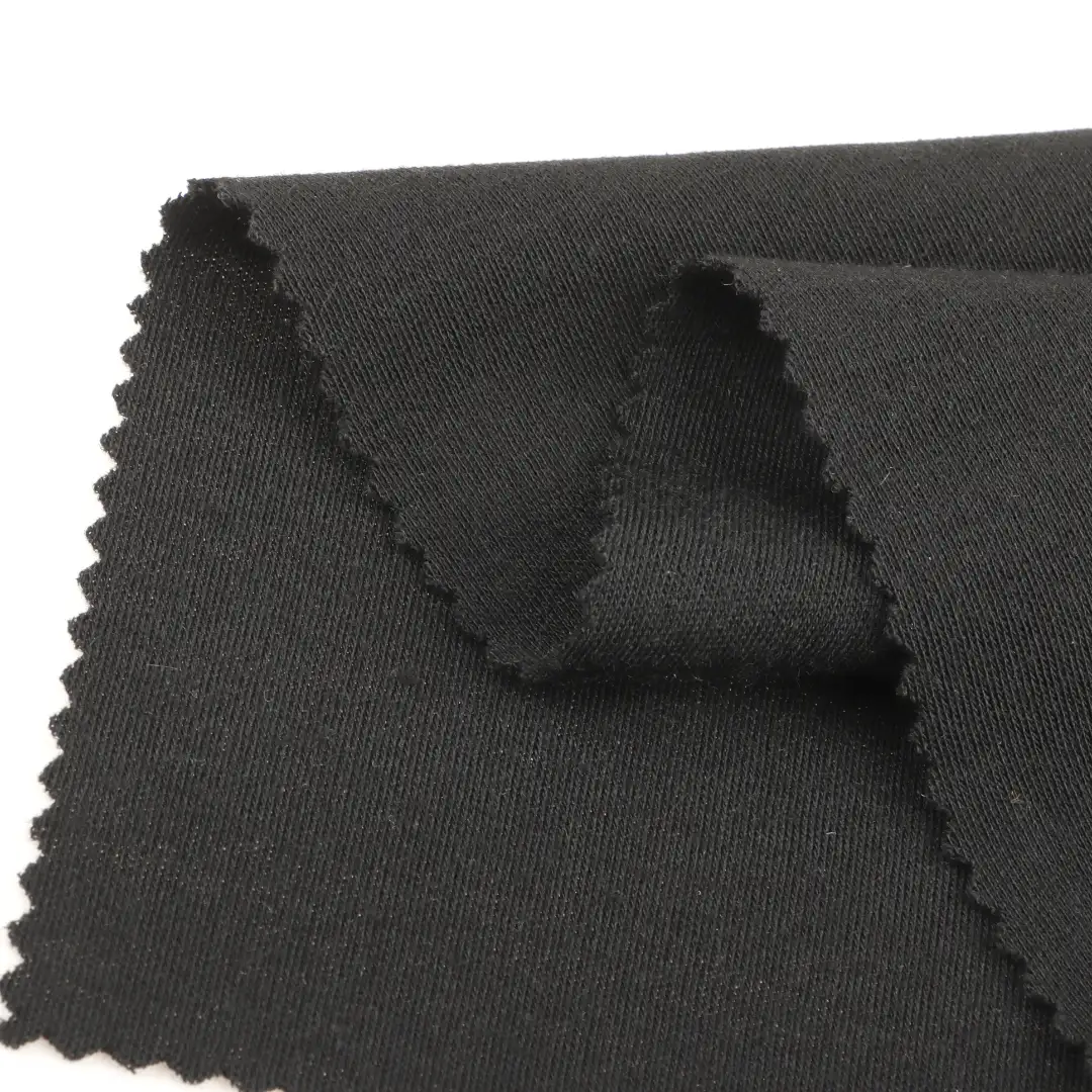 China Fabric for Hoodie,Loungewear,Sweatshirt Interlock Knit Fabric Wool Polyester BLACK color buy from China wholesaler bulk order at wholesale price free worldwide shipping Alibaba
