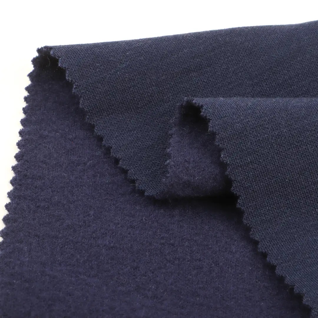 China Fabric for Hoodie Fleece Knit Fabric Wool Polyester Graphene Elastane blue color buy from China wholesaler bulk order at wholesale price free worldwide shipping Alibaba