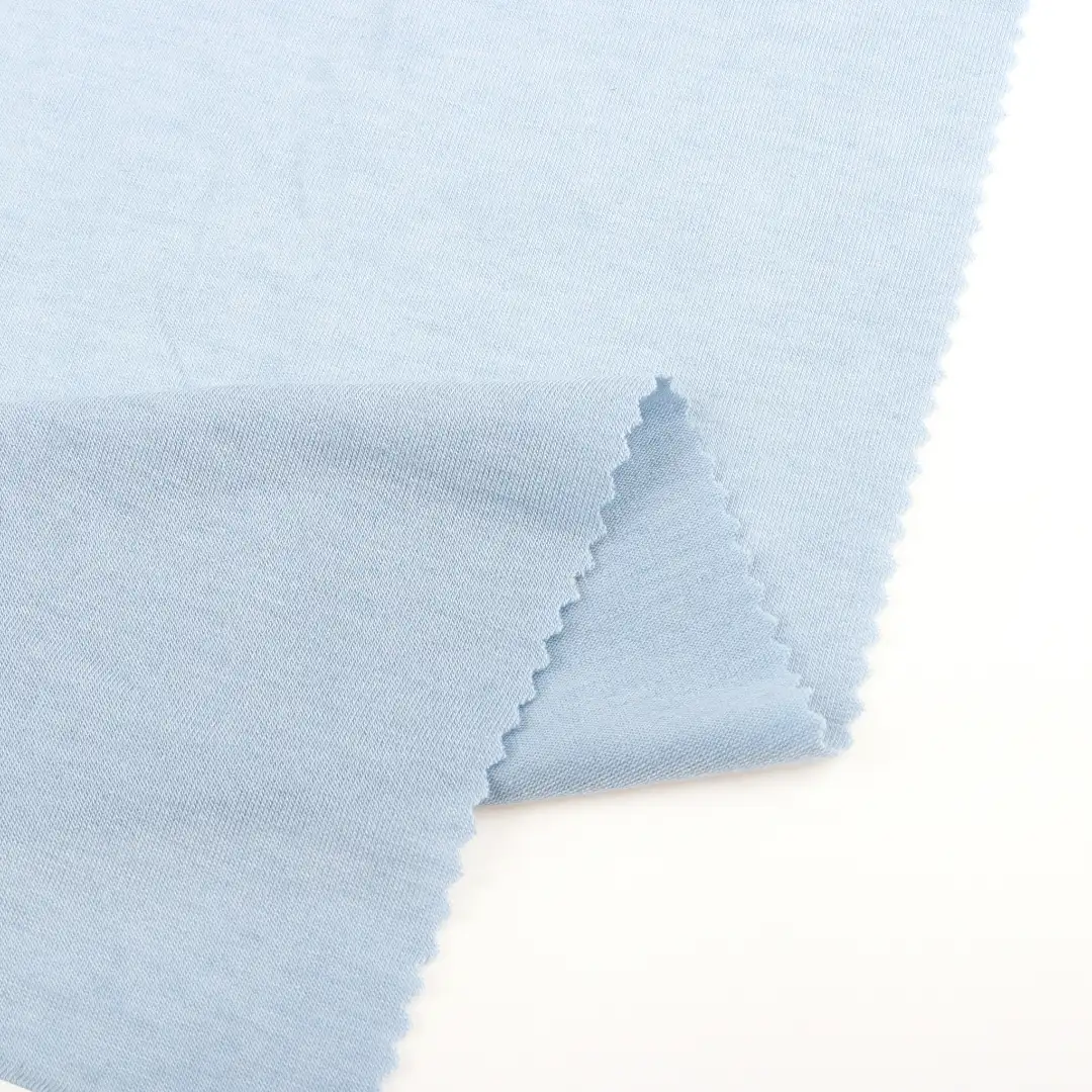 China Fabric for T-Shirt,Polo Shirt,Tank Top Single Jersey Knit Fabric Polyester Wool Elastane light blue color buy from China wholesaler bulk order at wholesale price free worldwide shipping Alibaba