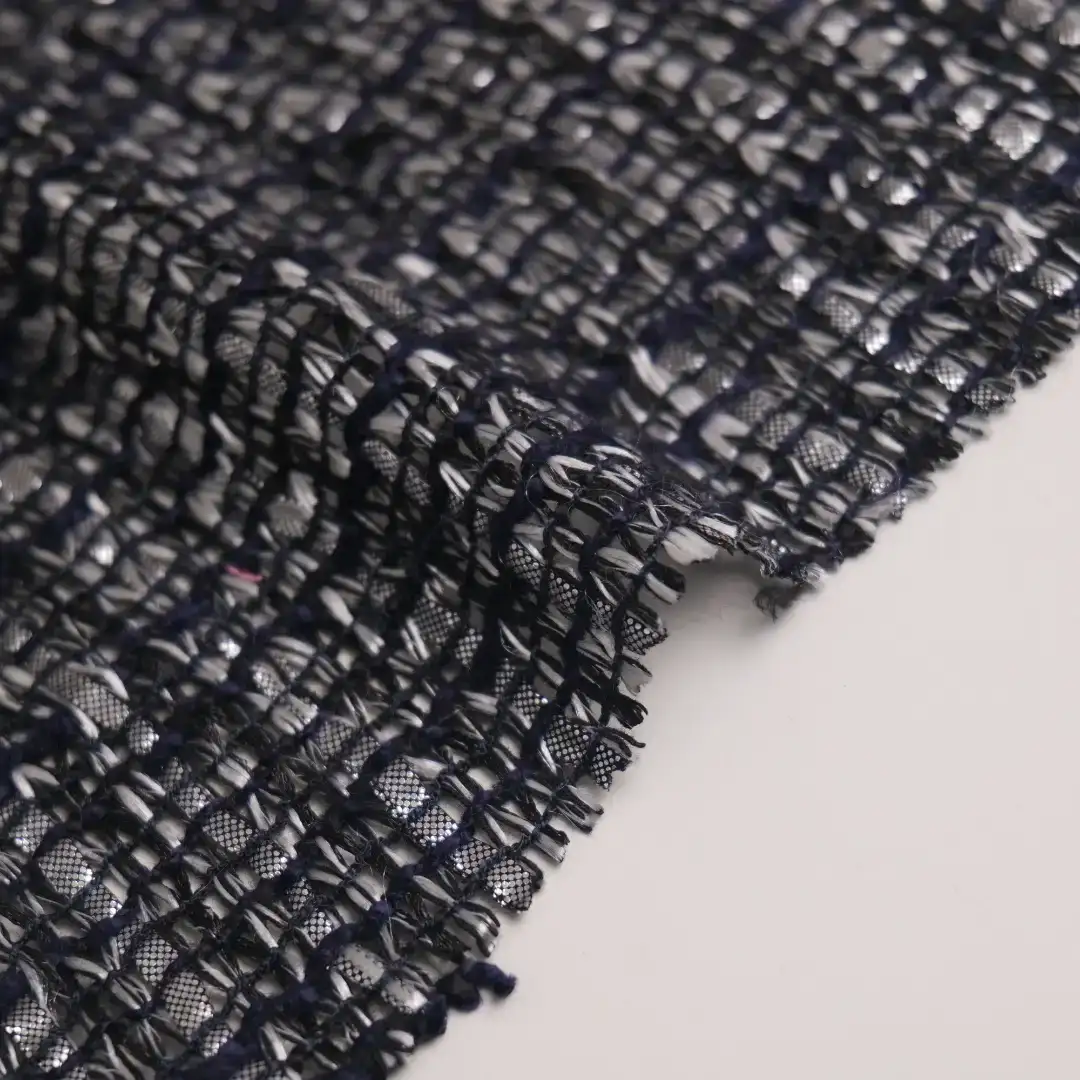 China Fabric for Blazer,Trench Coat,Overcoat Chanel-Style Fabric Woolen Cotton Polyester Silver-white color buy from China wholesaler bulk order at wholesale price free worldwide shipping Alibaba