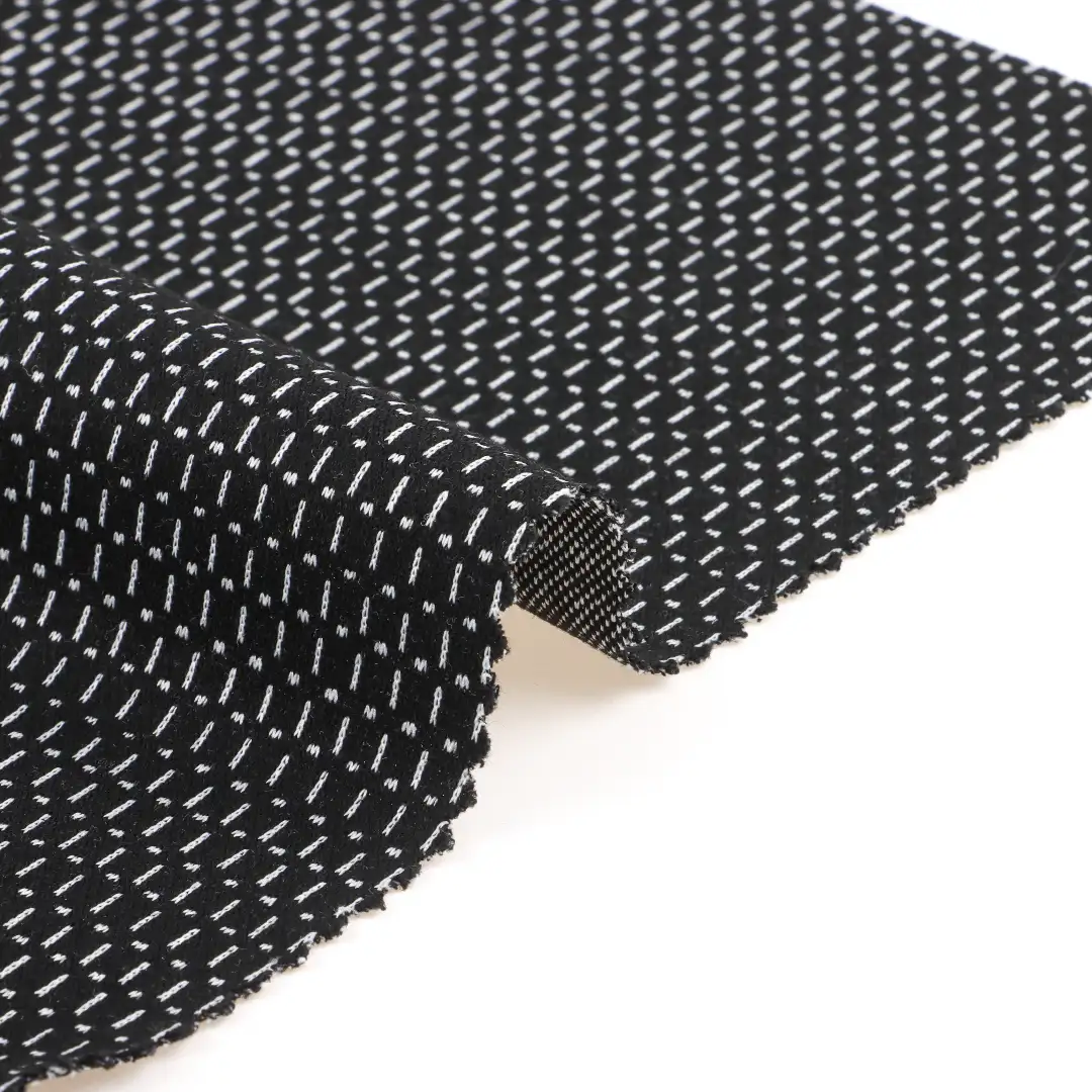 China Fabric for Polo Shirt,Crop Top,Hoodie Jacquard Knit Fabric Polyester Rayon Spandex Black and white color buy from China wholesaler bulk order at wholesale price free worldwide shipping Alibaba