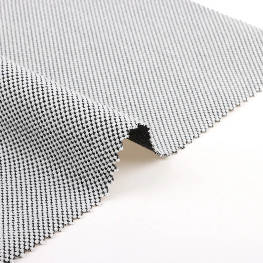 China Fabric for Polo Shirt,Crop Top,Sweatshirt Jacquard Knit Fabric Cotton Polyester Spandex Black and white color buy from China wholesaler bulk order at wholesale price free worldwide shipping Alibaba