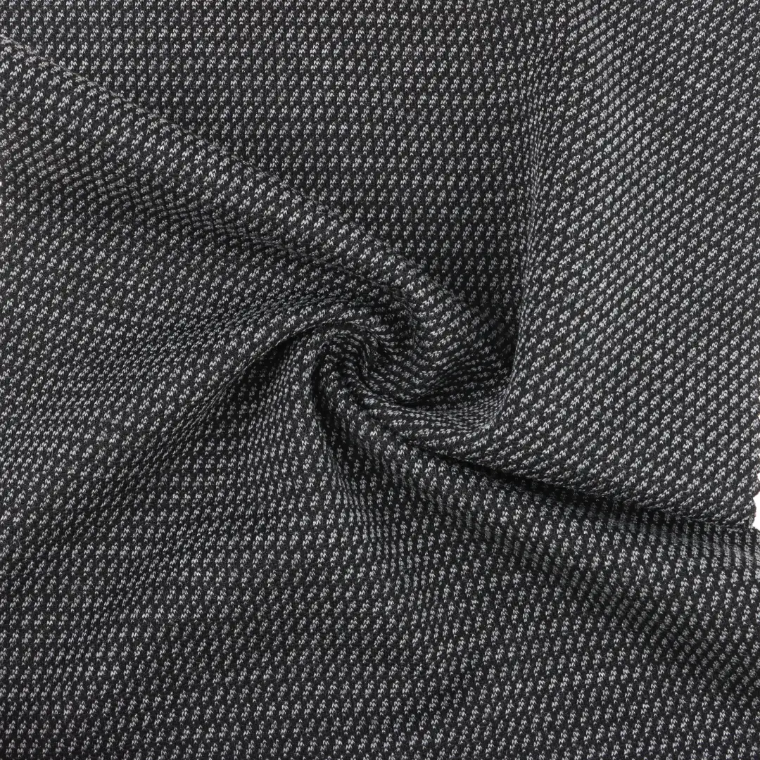 China Fabric for Polo Shirt,Crop Top,Hoodie Jacquard Knit Fabric Polyester Rayon Spandex BLACK color buy from China wholesaler bulk order at wholesale price free worldwide shipping Alibaba