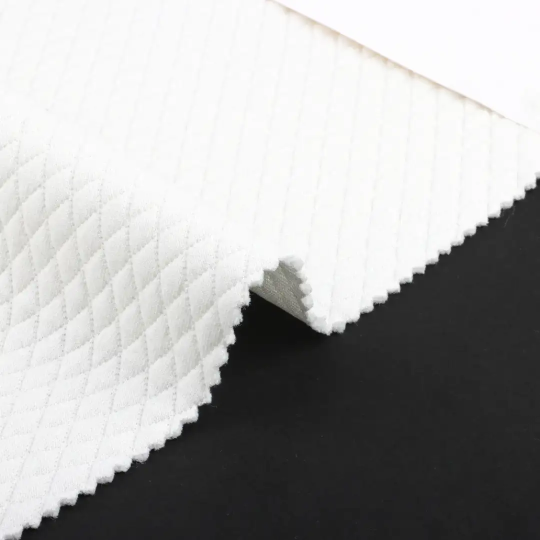 China Fabric for Crop Top,Padded Jacket,Pajamas Jacquard Knit Fabric Polyester Rayon Spandex white color buy from China wholesaler bulk order at wholesale price free worldwide shipping Alibaba