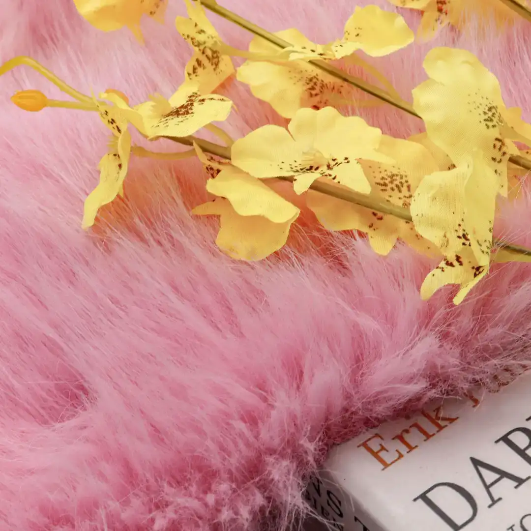 China Fabric for Crop Top Fake Fur Knit Fabric Polyester pink color buy from China wholesaler bulk order at wholesale price free worldwide shipping Alibaba