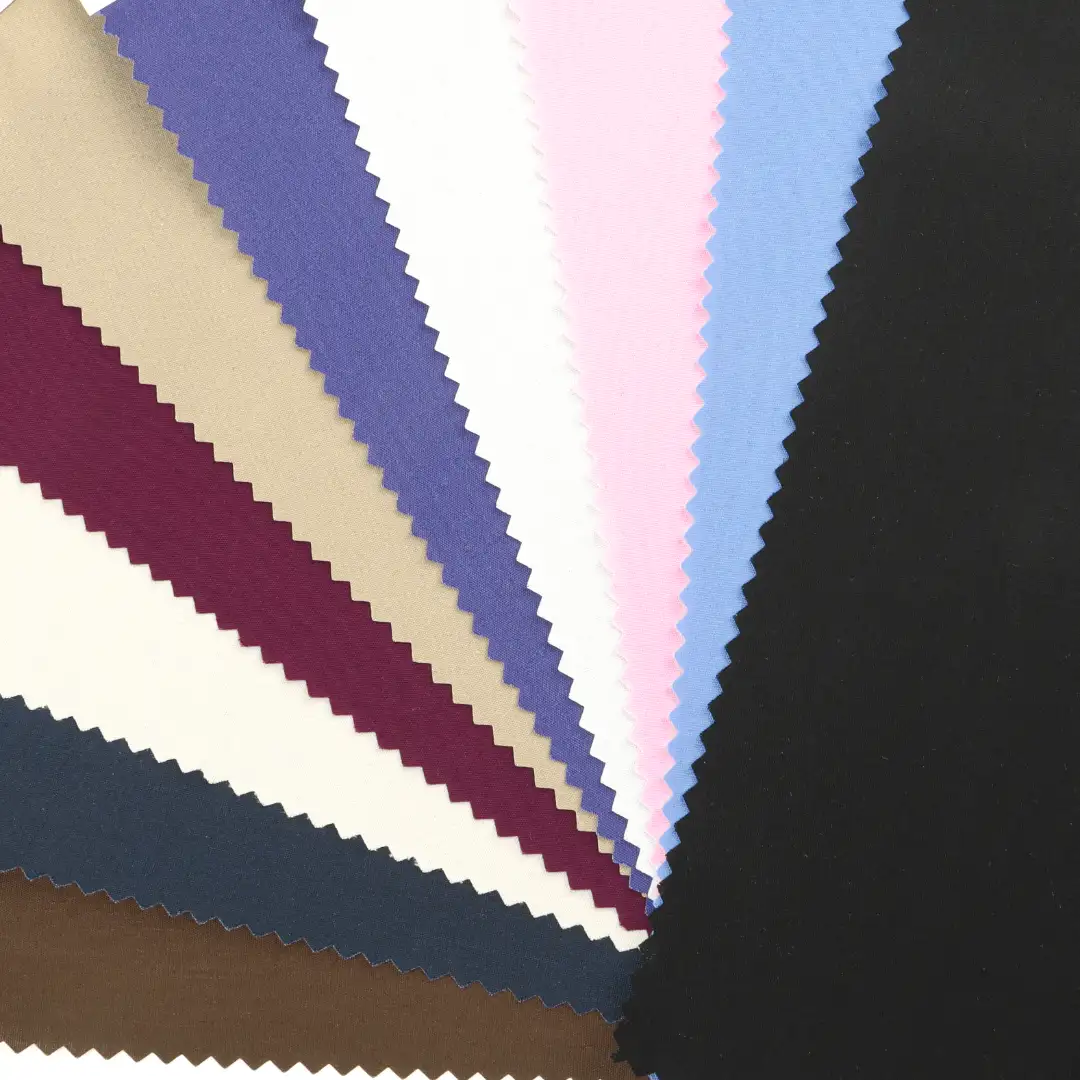 China Fabric for Pants,Skirt Poplin Woven Blended Fabric Polyester Cotton Spandex Pink Blue White Brown Black Navy Beige Red Khaki Indigo color buy from China wholesaler bulk order at wholesale price free worldwide shipping Alibaba