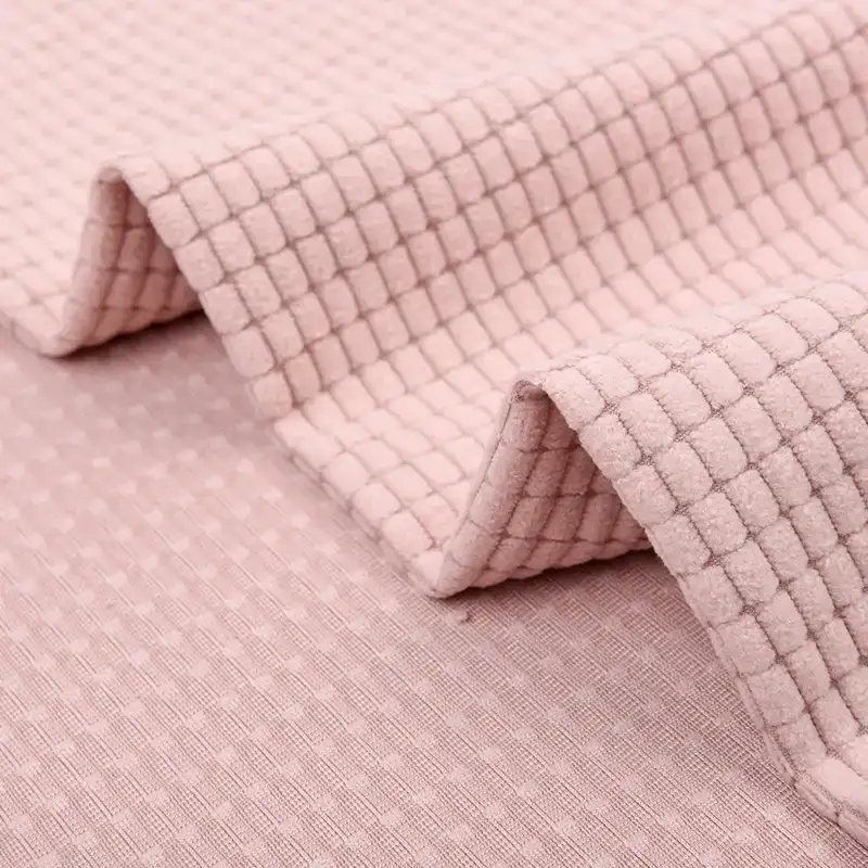 China Fabric for Polo Shirt,Pajamas,Full-Zipper Cardigan ,Half-Zipper Cardigan ,Shirt Long Sleeve Zipper ,Shirt Half Sleeve Button ,Shirt Half Sleeve Zipper ,Loungewear,Sweatshirt knitted Corduroy Knit Fabric Polyester Pink color buy from China wholesaler bulk order at wholesale price free worldwide shipping Alibaba