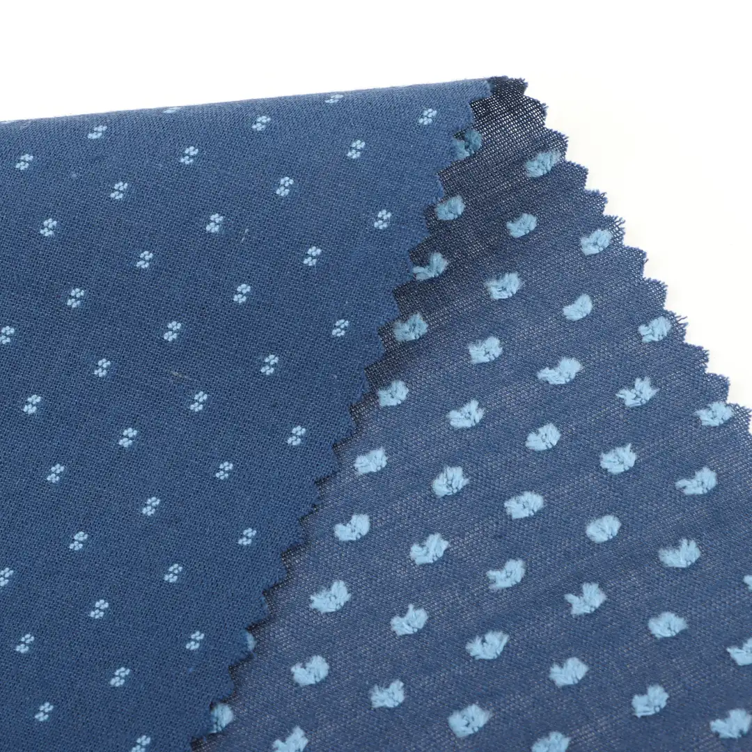China Fabric for Shirt,Blouse,Skirt,Kids Peter Pan Collar Dress Cotton Cut Flower Natural Woven Fabric Cotton Navy color buy from China wholesaler bulk order at wholesale price free worldwide shipping Alibaba