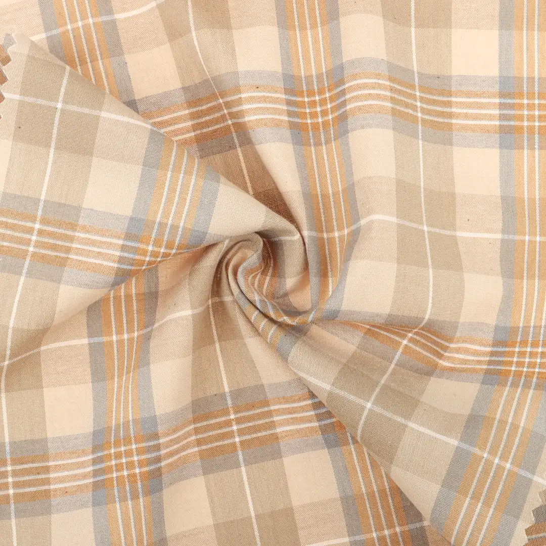 China Fabric for Shirt,Blouse,Skirt,Shorts,Kids Short Sleeve Peter Pan Collar Pleated Dress TC Yarn Dye Woven Blended Fabric Cotton Polyester Spandex Check color buy from China wholesaler bulk order at wholesale price free worldwide shipping Alibaba