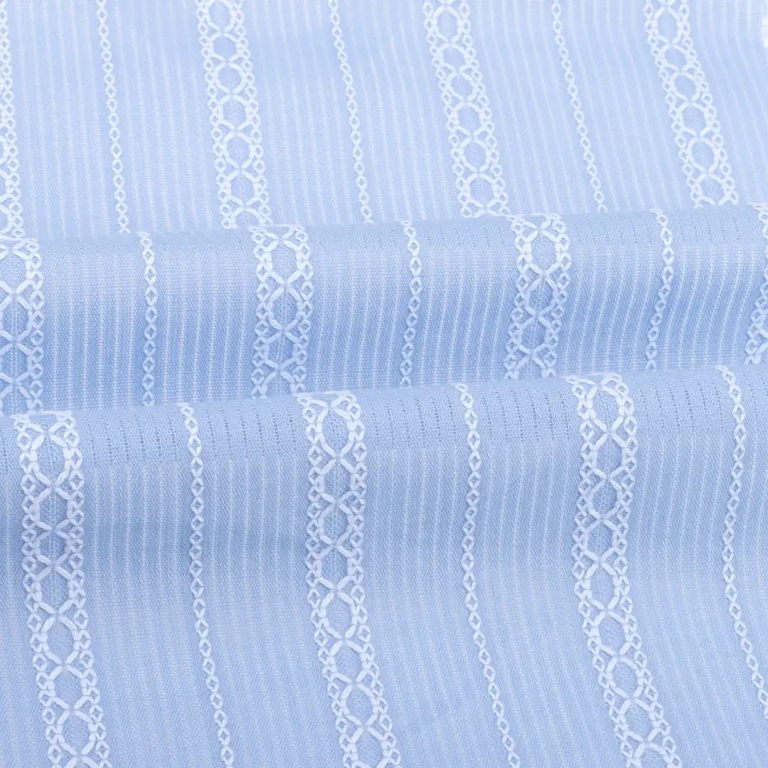 China Fabric for Shirt,Blouse,Skirt,Shorts,Kids Bow-Tie Short Sleeve Shirt Cotton YD Jacquard Natural Woven Fabric Cotton Blue color buy from China wholesaler bulk order at wholesale price free worldwide shipping Alibaba