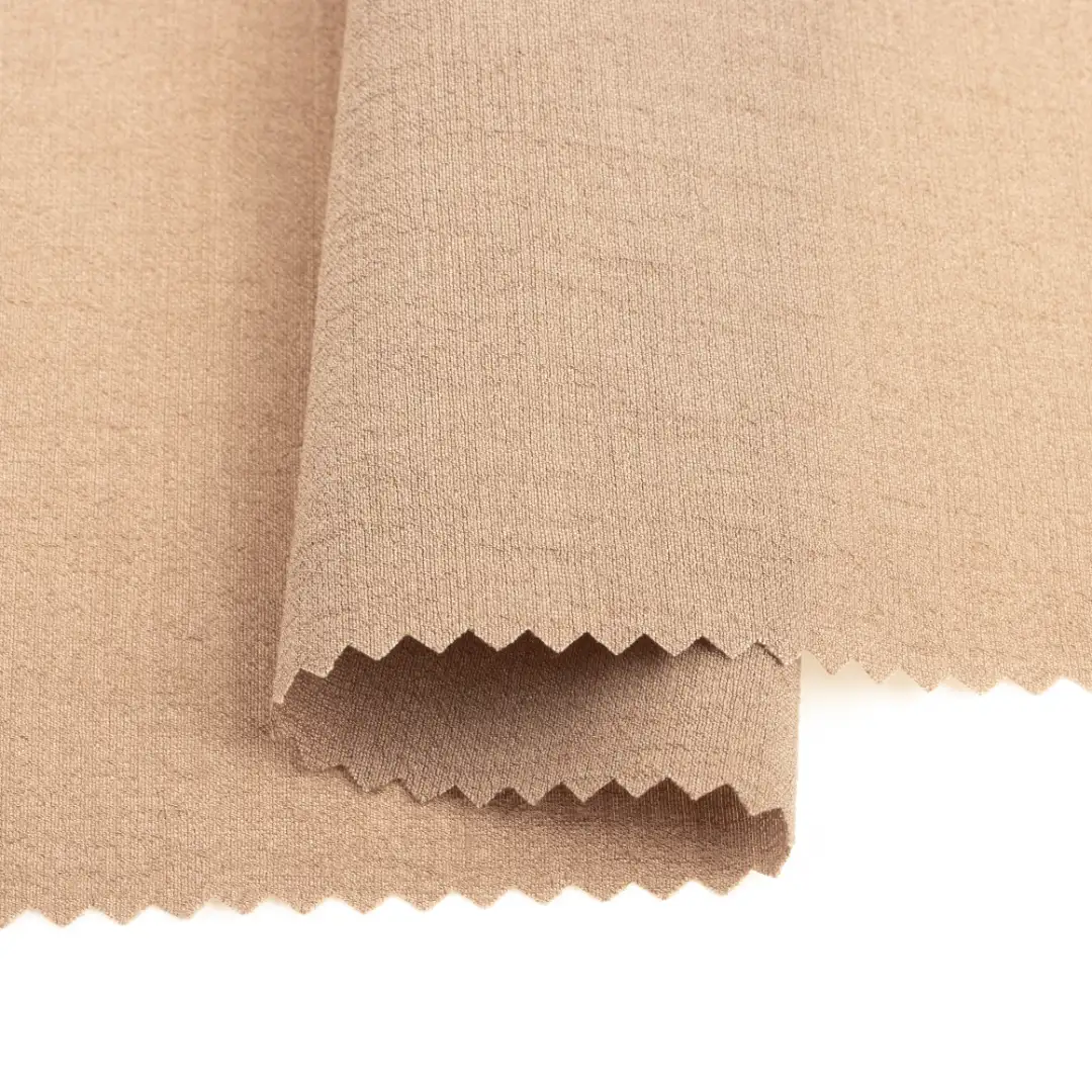 China Fabric for Blouse,Skirt,Pleated Midi Skirt Nylon/Polyester Crepe Woven Blended Fabric Rayon Polyester Nylon brown color buy from China wholesaler bulk order at wholesale price free worldwide shipping Alibaba