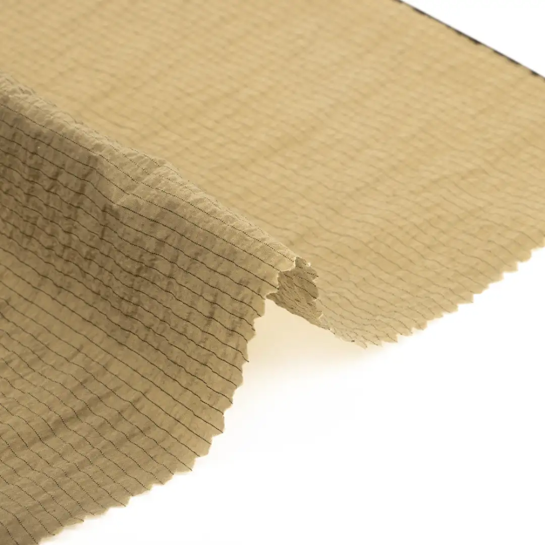 China Fabric for Crop Top,Bubble-Sleeve Crop Top Nylon Crepe Synthetic Woven Fabric Nylon brown color buy from China wholesaler bulk order at wholesale price free worldwide shipping Alibaba