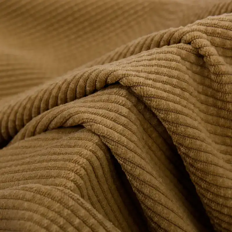 China Fabric for Pants,Jackets,Skirt,Hoodie,Pajamas,Full-Zipper Cardigan  knitted Corduroy Knit Fabric Polyester Elastane Brown color buy from China wholesaler bulk order at wholesale price free worldwide shipping Alibaba