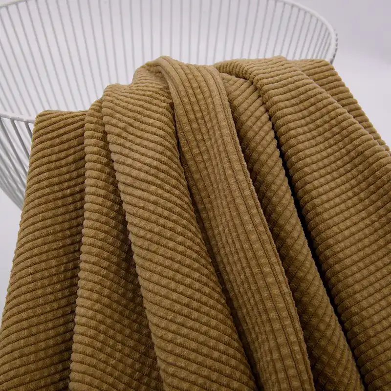 China Fabric for Pants,Jackets,Skirt,Hoodie,Pajamas,Full-Zipper Cardigan  knitted Corduroy Knit Fabric Polyester Elastane Brown color buy from China wholesaler bulk order at wholesale price free worldwide shipping Alibaba
