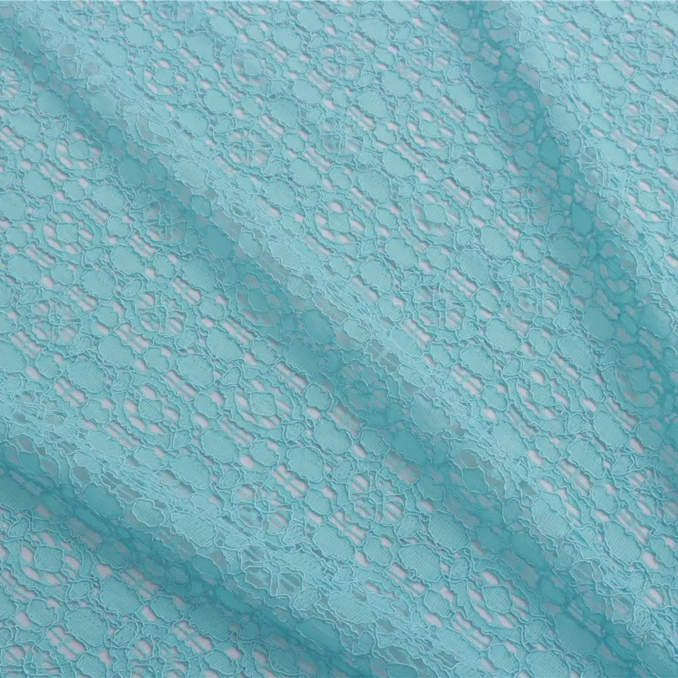 China Fabric for Blouse,T-shirt ,Skirt  Lace Knit Fabric Cotton Nylon Rayon blue color buy from China wholesaler bulk order at wholesale price free worldwide shipping Alibaba