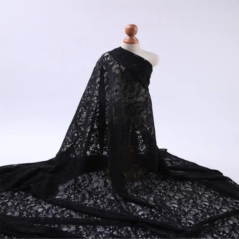 China Fabric for Shirt,Skirt,Skirt  Lace Knit Fabric Nylon Spandex black color buy from China wholesaler bulk order at wholesale price free worldwide shipping Alibaba