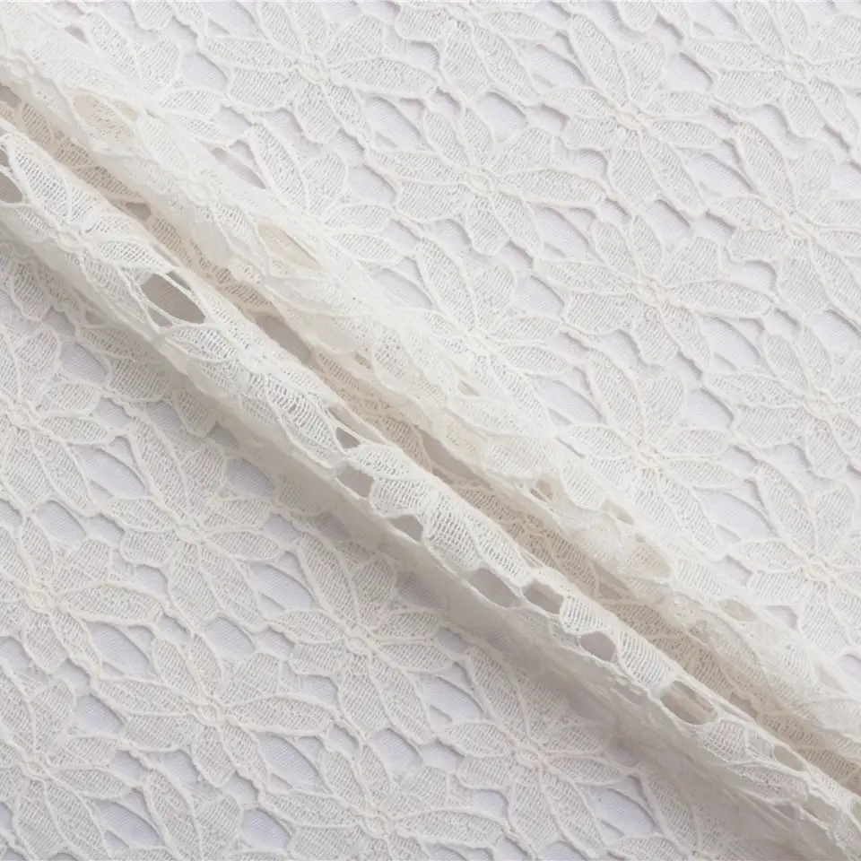 China Fabric for Shirt,Blouse,T-shirt ,Skirt  Lace Knit Fabric Cotton Polyester white color buy from China wholesaler bulk order at wholesale price free worldwide shipping Alibaba