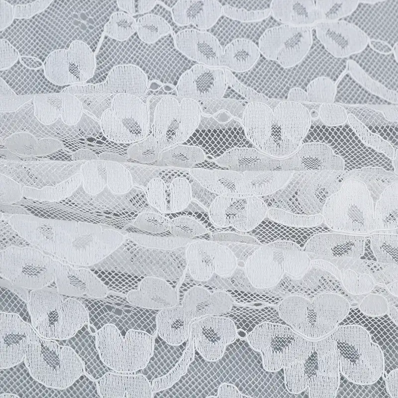 China Fabric for Blouse,T-shirt ,Skirt  Lace Knit Fabric Cotton Nylon Rayon white color buy from China wholesaler bulk order at wholesale price free worldwide shipping Alibaba
