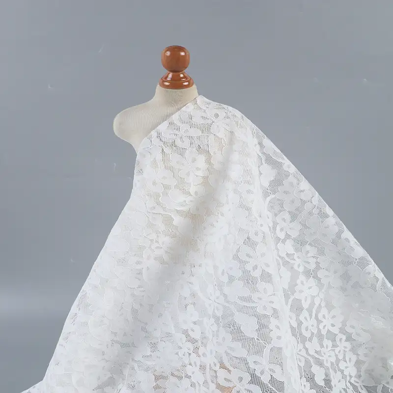 China Fabric for Blouse,T-shirt ,Skirt  Lace Knit Fabric Cotton Nylon Rayon white color buy from China wholesaler bulk order at wholesale price free worldwide shipping Alibaba