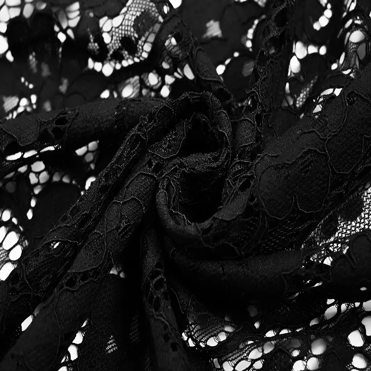 China Fabric for Shirt,Blouse,Skirt,Skirt  Lace Knit Fabric Cotton Nylon Rayon black color buy from China wholesaler bulk order at wholesale price free worldwide shipping Alibaba