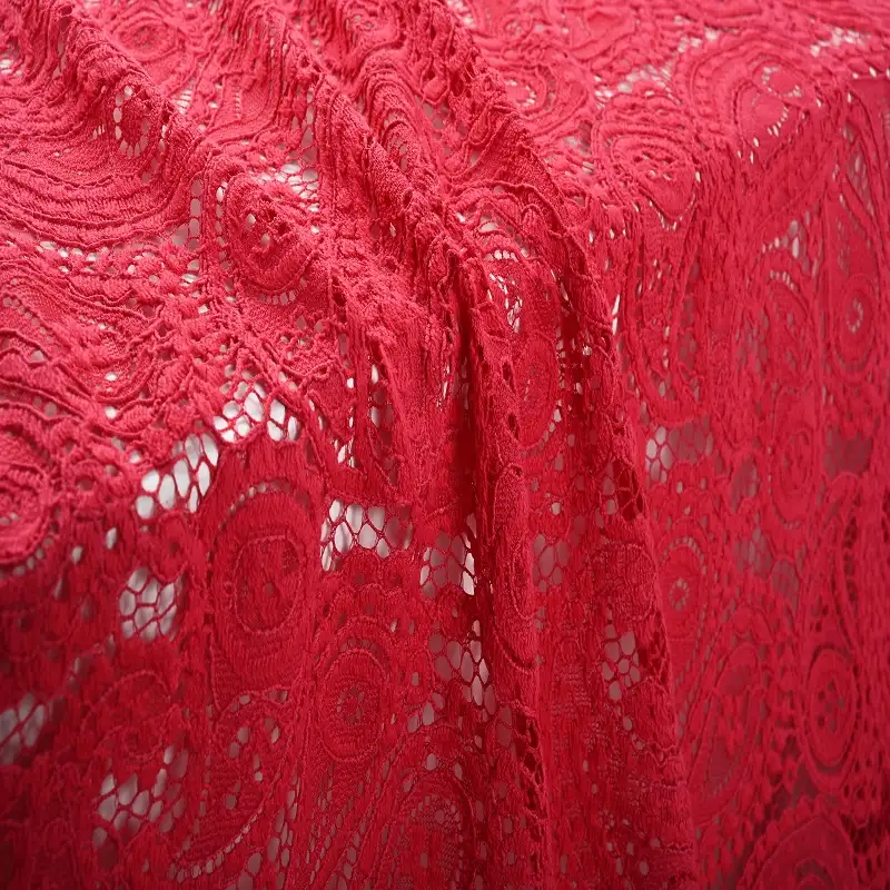 China Fabric for Shirt,T-Shirt,Blouse,Skirt Lace Knit Fabric Cotton Nylon Rayon red color buy from China wholesaler bulk order at wholesale price free worldwide shipping Alibaba