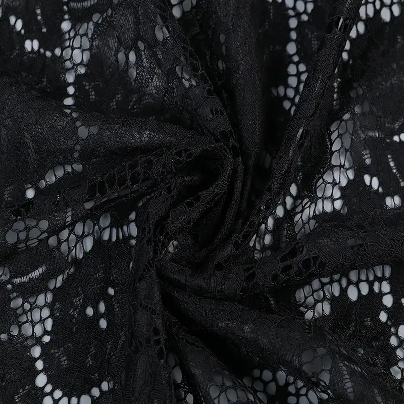 China Fabric for Shirt,Blouse,Skirt,Skirt  Lace Knit Fabric Polyester black color buy from China wholesaler bulk order at wholesale price free worldwide shipping Alibaba