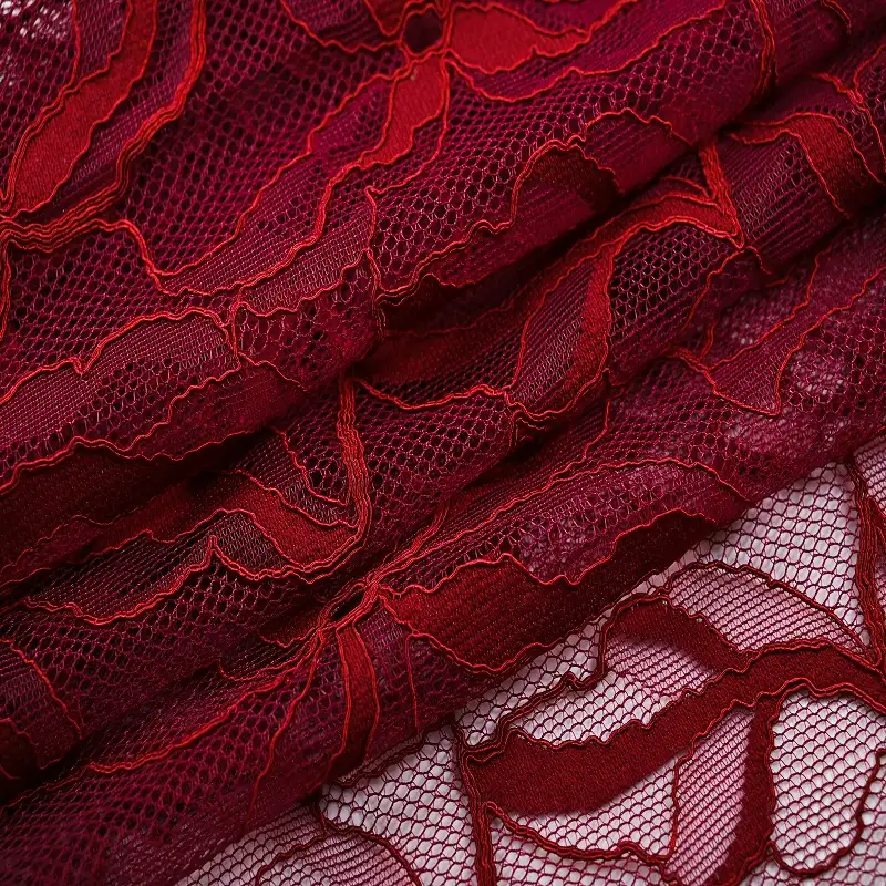 China Fabric for Shirt,T-Shirt,Blouse,Skirt  Lace Knit Fabric Nylon Cotton Rayon red color buy from China wholesaler bulk order at wholesale price free worldwide shipping Alibaba