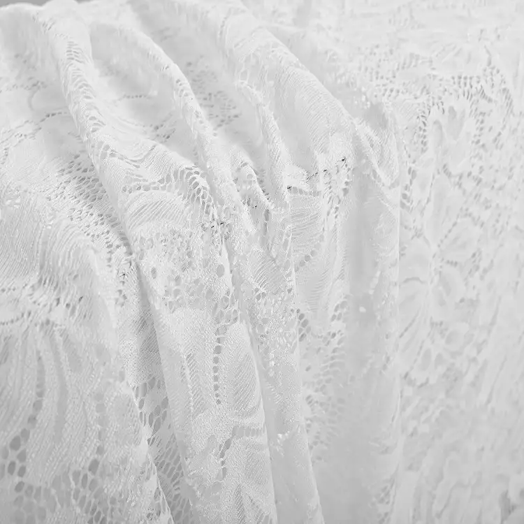 China Fabric for Shirt,T-Shirt,Blouse,Skirt,Skirt  Lace Knit Fabric Nylon Spandex white color buy from China wholesaler bulk order at wholesale price free worldwide shipping Alibaba