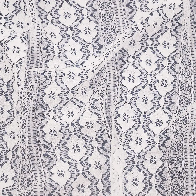 China Fabric for Blouse,Shirt Half Sleeve Button ,Dresses (Cardigan Open) ,Skirt  Lace Knit Fabric Nylon Spandex white color buy from China wholesaler bulk order at wholesale price free worldwide shipping Alibaba