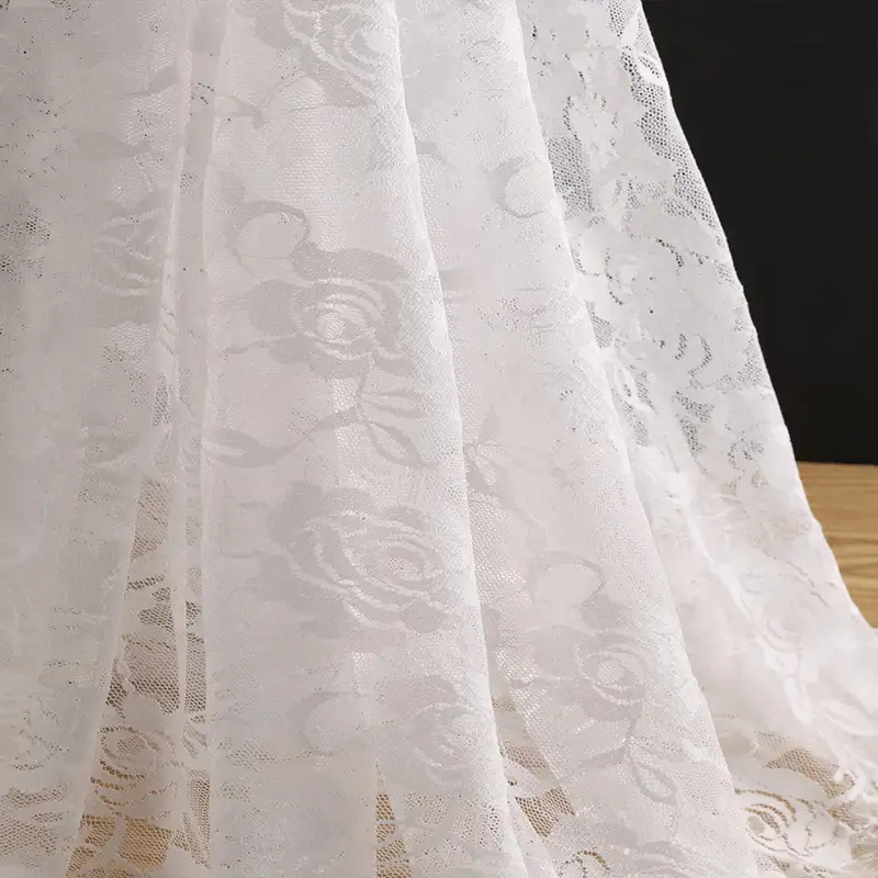 China Fabric for Shirt,Blouse,Skirt,Shirt Long Sleeve Zipper ,Polo T-shirt ,Skirt  Lace Knit Fabric Nylon Spandex white color buy from China wholesaler bulk order at wholesale price free worldwide shipping Alibaba